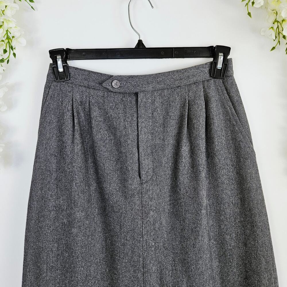 Jordache 90s Y2K Wool Blend Midi Skirt Size 12 Gray Dark Academia Career Vintage - Picture 3 of 10
